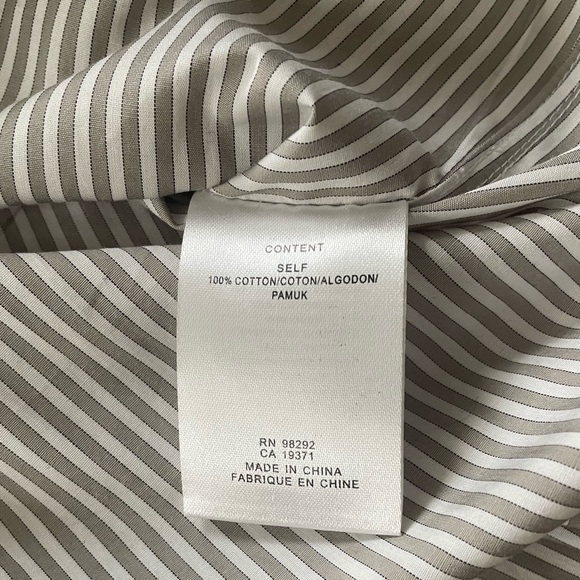 Tibi Classic Menswear Shirting Charlie Slim Men's Shirt, Tan/White multi; XXS - Picture 8 of 8